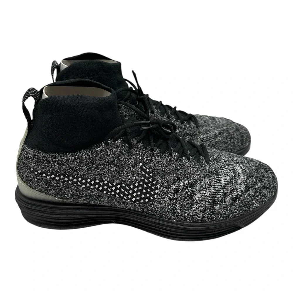 Nike Lunar Magista II Flyknit FC Shoes Mens 9 Black White Sneakers 876385-001‎